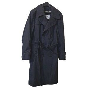 American Apparel DPSC Men's 42S All Weather Army Black Trench Coat Zip Lining